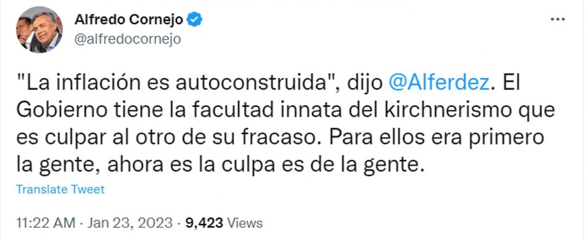 La oposición rechazó las declaraciones de Alberto Fernández sobre la inflación