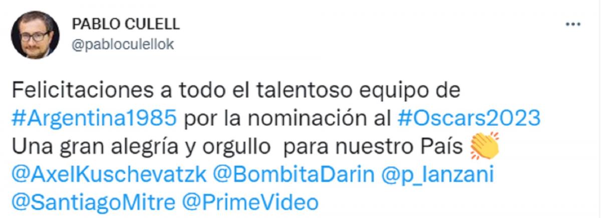 Argentina 1985: los mensajes de los famosos por la nominación al Oscar