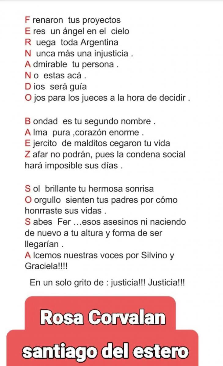 Una maestra conmovió a sus alumnos con un acróstico para Fernando Báez Sosa: “me tocó el alma”