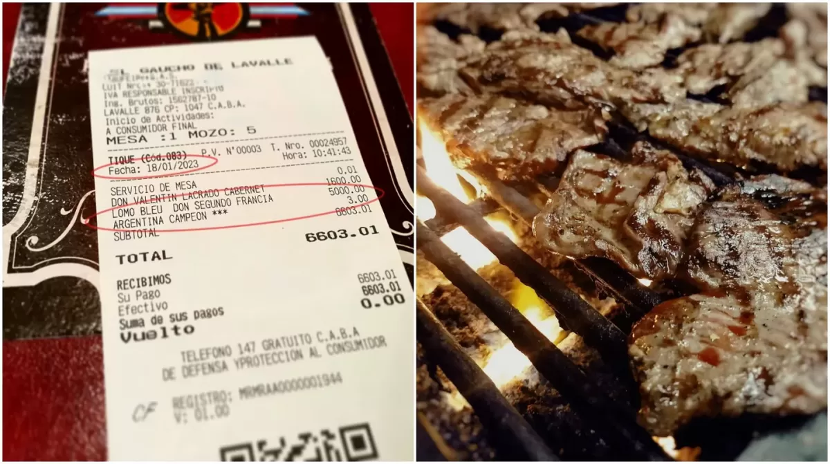 El ticket de una parrilla que se volvió viral por cobrar un recargo por “Argentina campeón del mundo”