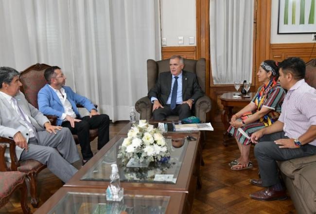 EN CASA DE GOBIERNO. La cacica Mamaní fue recibida por Jaldo. Prensa Municipalidad de Yerba buena