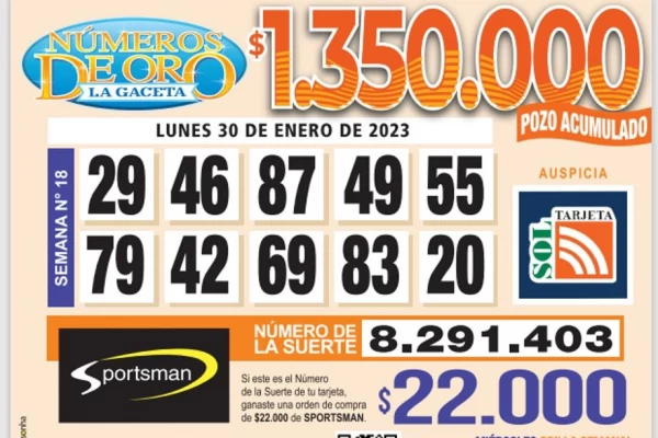 Los Números de Oro de LA GACETA del lunes 30 de enero de 2023