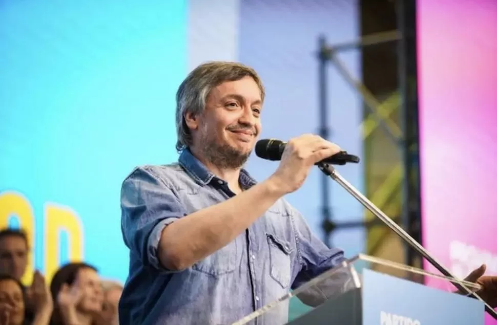 MÁXIMO KIRCHNER. El hijo mayor de la vicepresidenta y líder de La Cámpora, durante un acto político.  