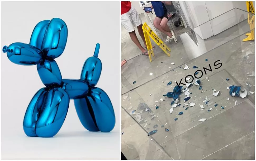 ANTES Y DESPUÉS. La figura, hecha en porcelana, representaba un perrito hecho con globos inflados. 