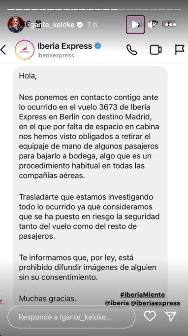 Luego de la denuncia de L-Gante, la aerolínea comunicó que “se puso en riesgo la seguridad”