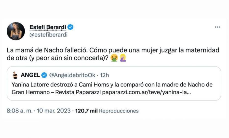 La pelea entre Latorre y Berardi en Twitter.