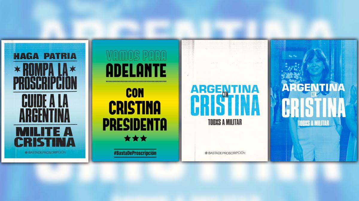 La cartelería para militar en apoyo a Cristina Kirchner