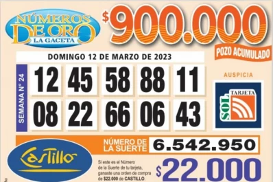 Los Números de Oro de LA GACETA del 12 de marzo de 2023