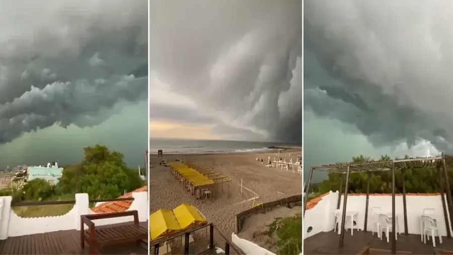 Impresionantes imágenes de la lluvia en Miramar.  (C5N) 