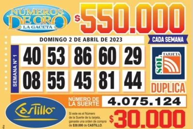 Los Números de Oro de LA GACETA del 2 de abril de 2023