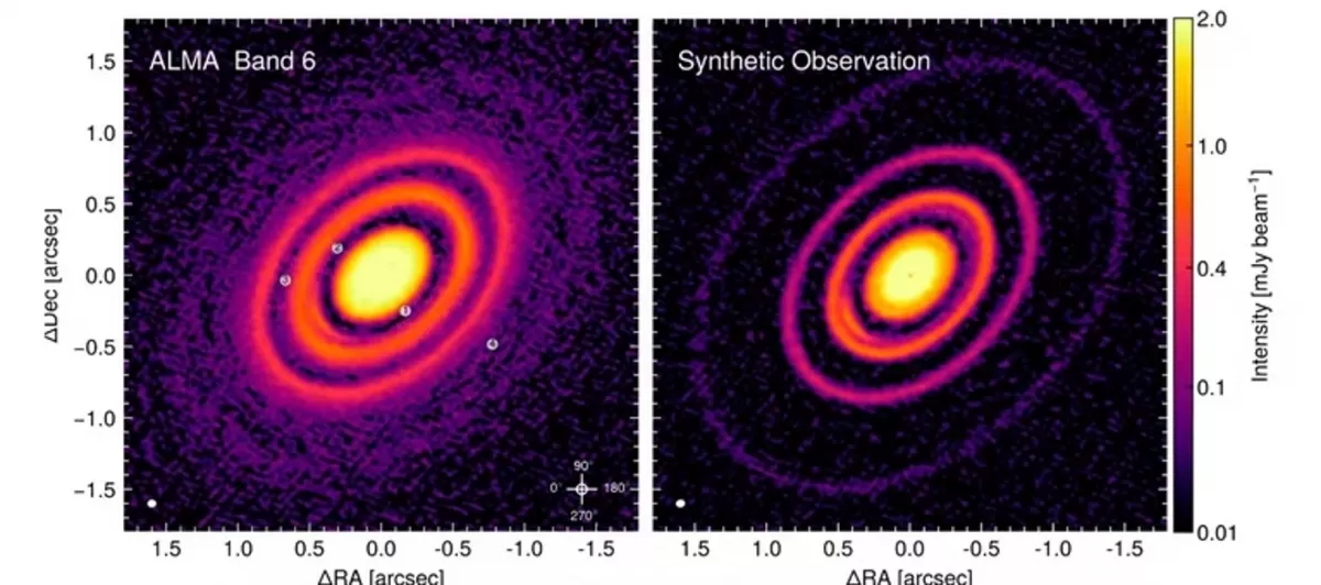 DOS PLANETAS EN FORMACIÓN. Imágenes de los resultados de la investigación, llevada a cabo por astrónomos chilenos.