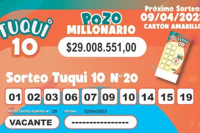 Tuqui 10: cómo fue el sorteo del domingo 2 de abril
