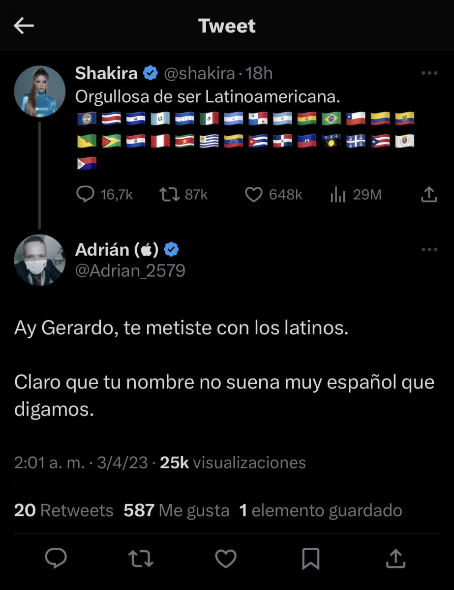 Las respuestas al tuit de Shakira.