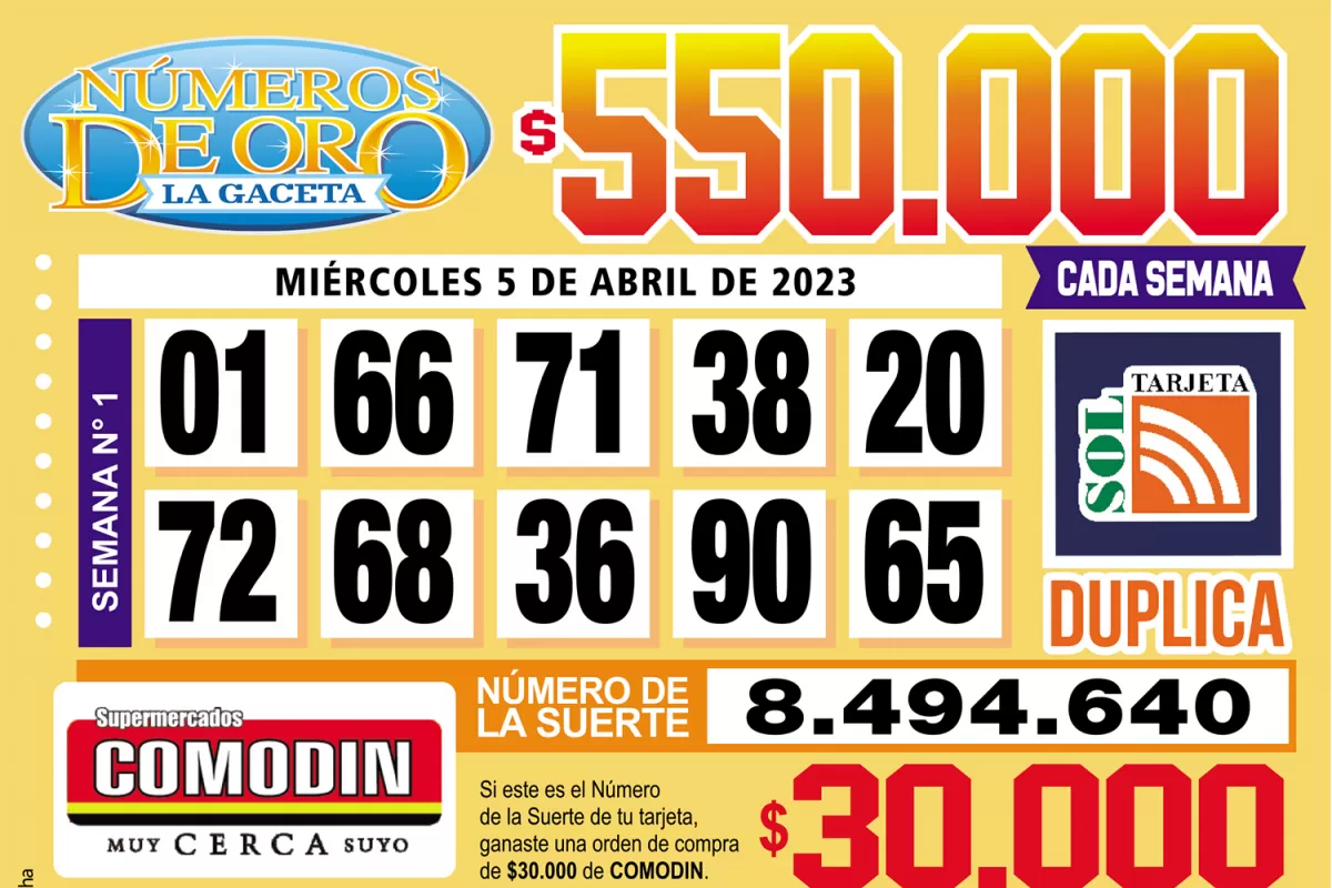 Los Números de Oro de LA GACETA del 5 de abril de 2023