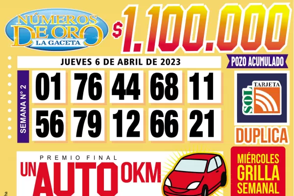 Los Números de Oro de LA GACETA del 6 de abril de 2023