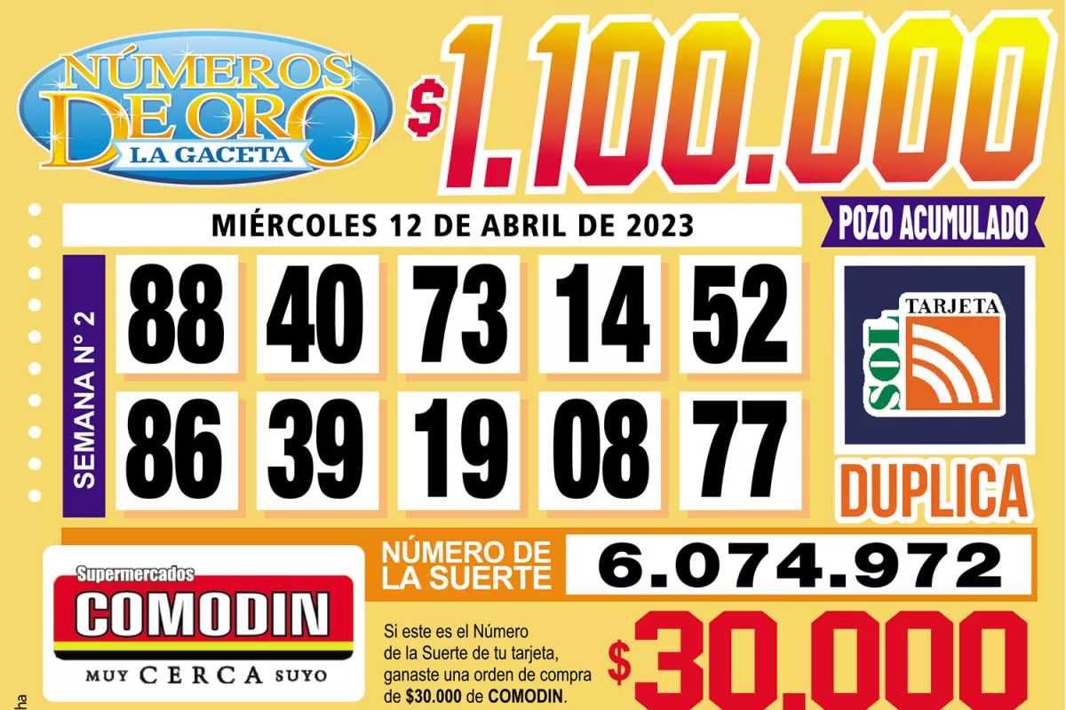 Los Números de Oro de LA GACETA del 12 de abril de 2023