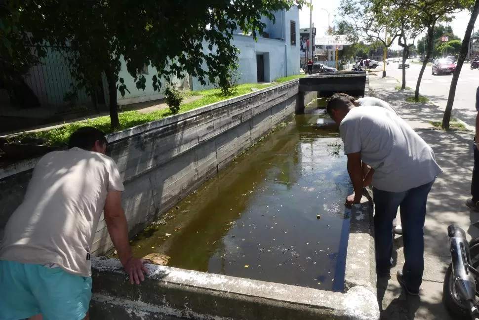 INQUIETUD. En el canal quedan estancados líquidos producto de desbordes cloacales, afirman los vecinos. 