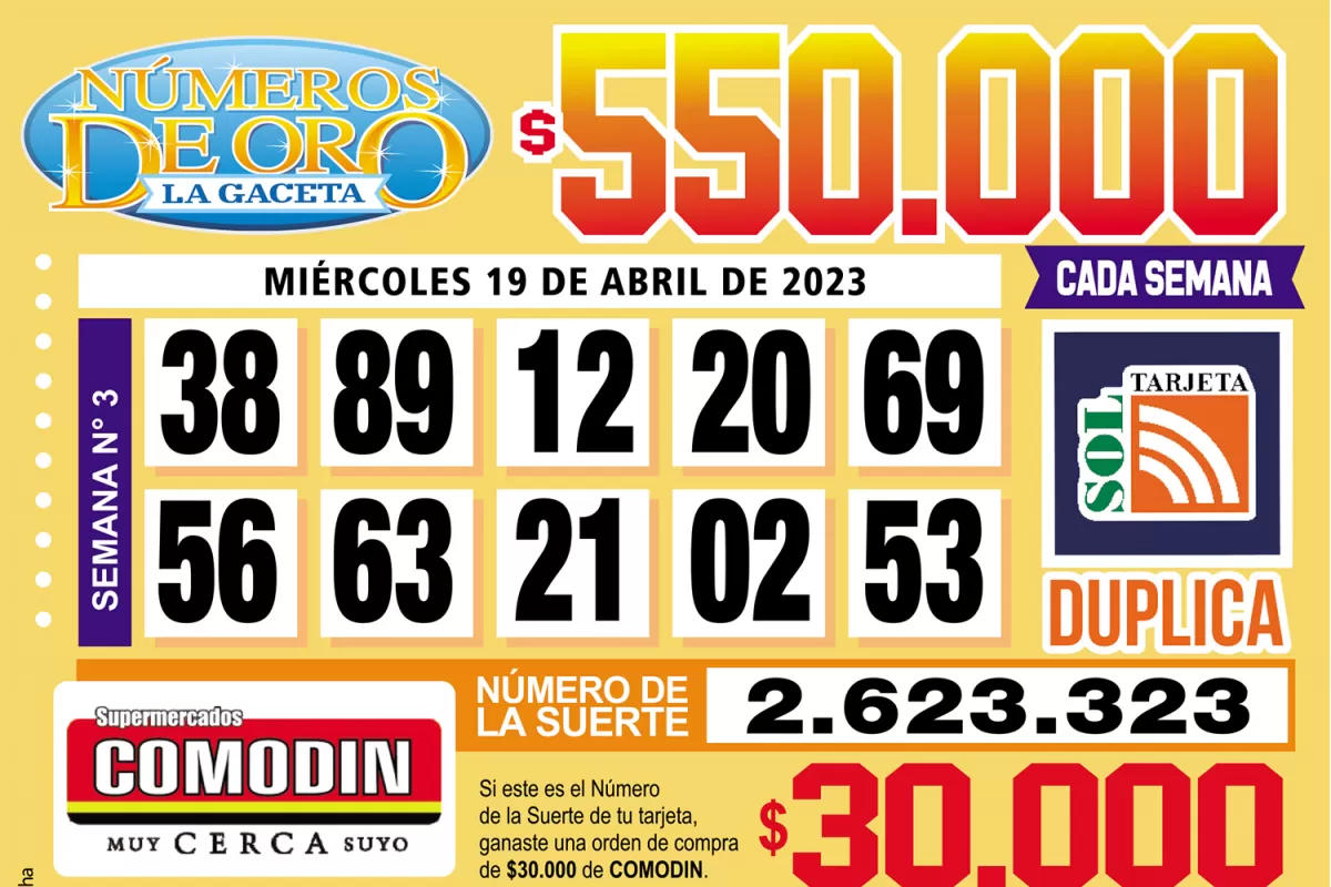 Los Números de Oro de LA GACETA del 19 de abril de 2023