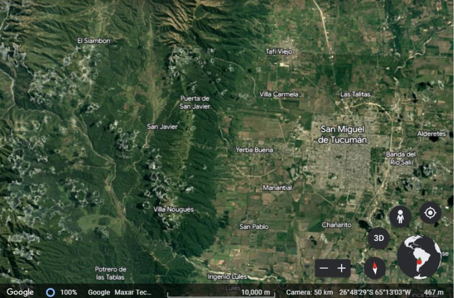 Imagen satelital de San Miguel de Tucumán de 1984.