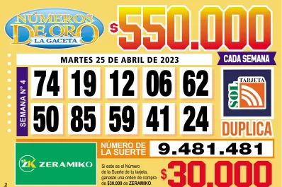 Los Números de Oro de LA GACETA del 25 de abril de 2023