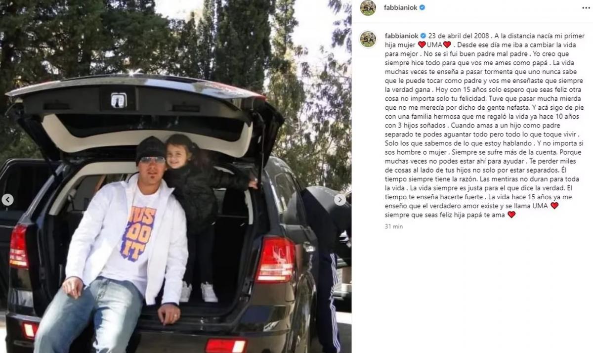 El posteo del Ogro Fabbiani por los 15 de su hija 