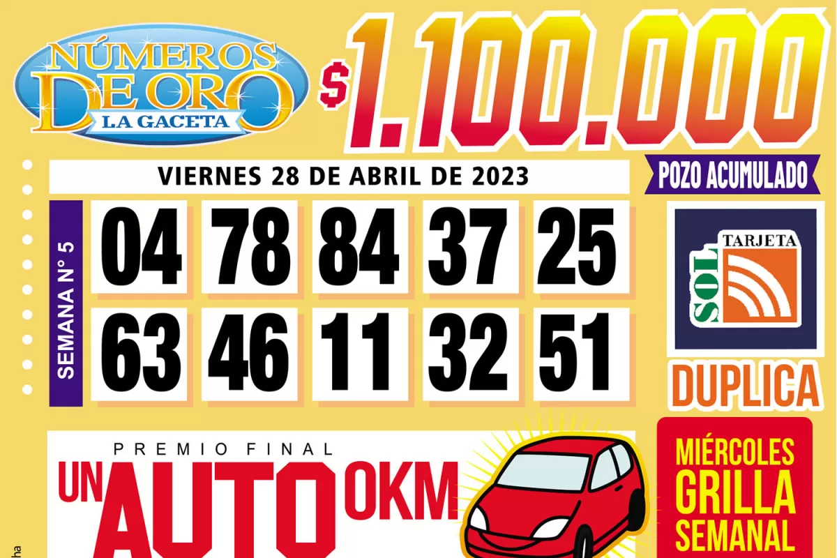 Los Números de Oro de LA GACETA del 28 de abril de 2023