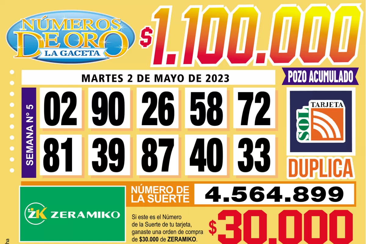 Los Números de Oro de LA GACETA del 2 de mayo de 2023