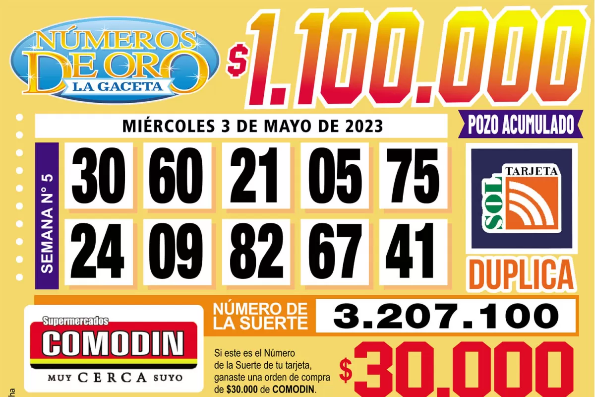 Los Números de Oro de LA GACETA del 3 de mayo de 2023