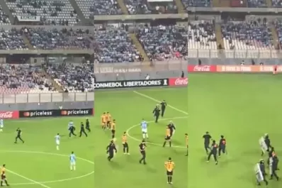 Copa Libertadores: el imparable fanático que invadió el campo de juego y 10 policías no podían detenerlo