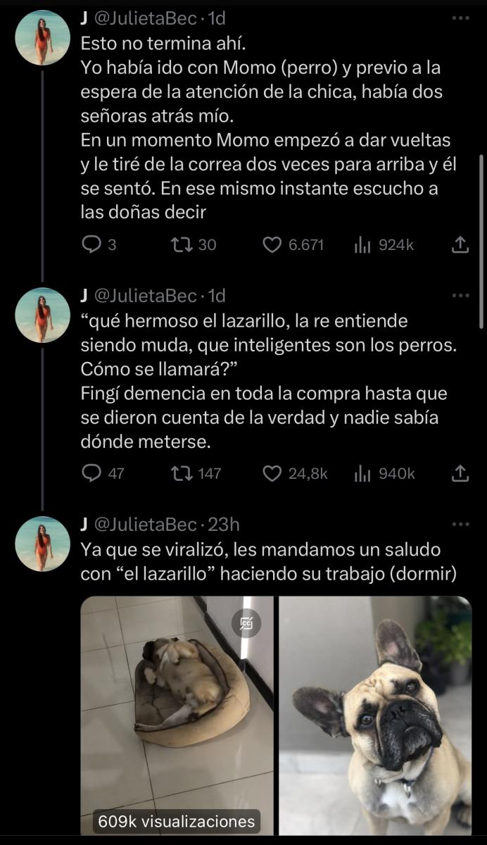 Los tuits de la chica anestesiada, contando su historia.
