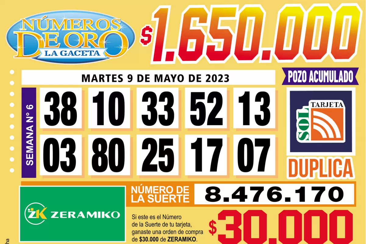 Los Números de Oro de LA GACETA del 9 de mayo de 2023