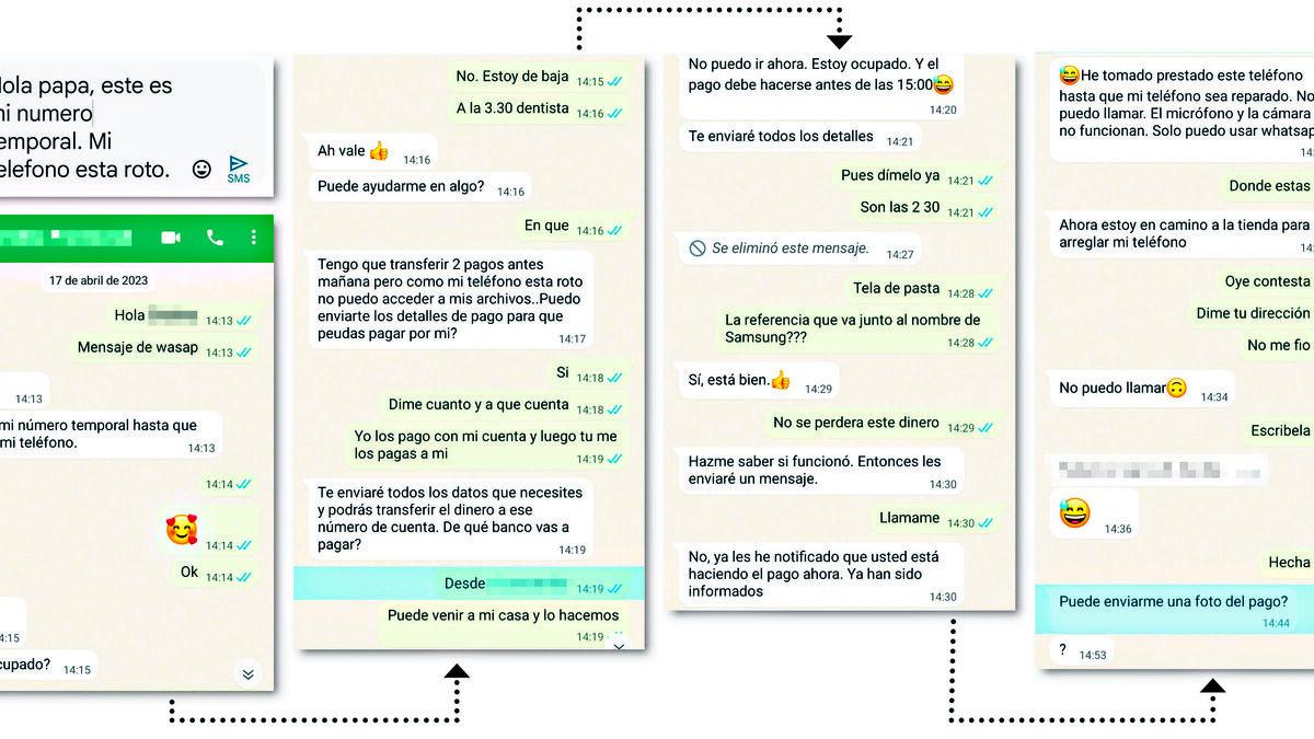 Las capturas de la conversación entre el padre y los delincuentes