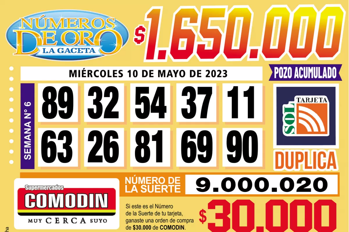 Los Números de Oro de LA GACETA del 10 de mayo de 2023