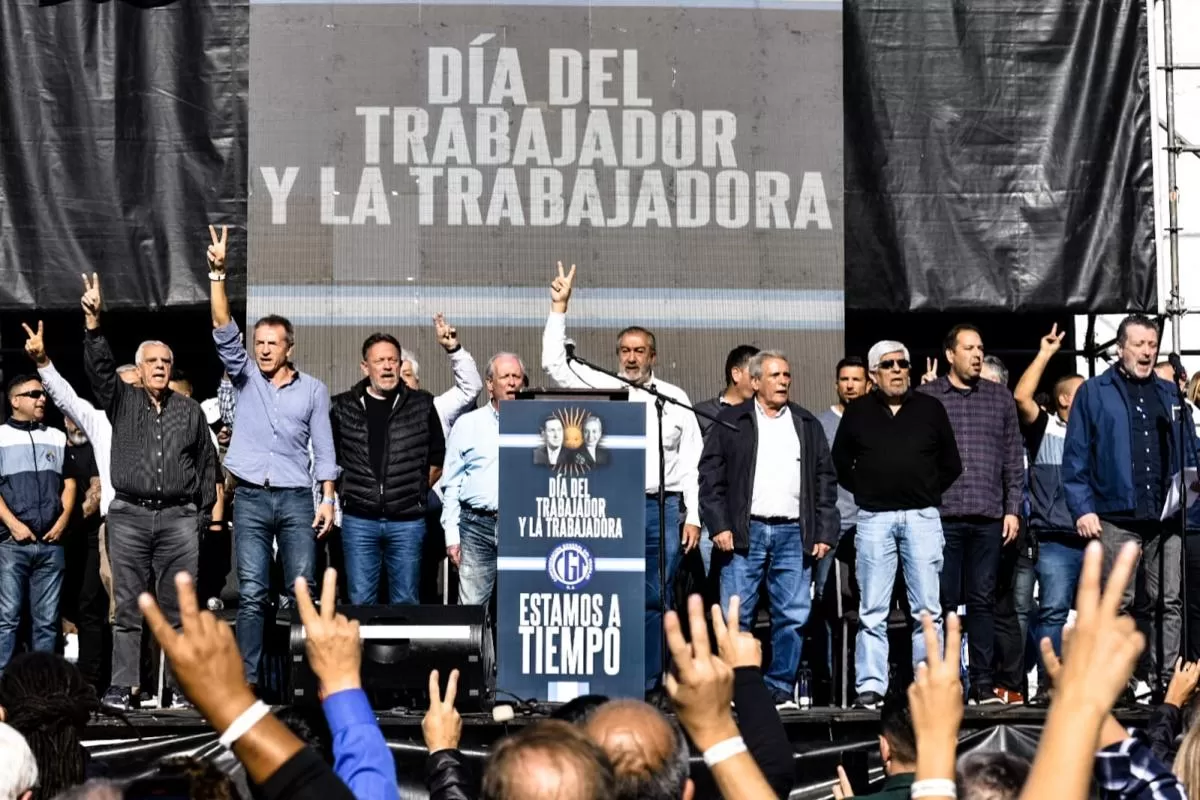 Dirigentes de la CGT en el Día del Trabajador. Archivo