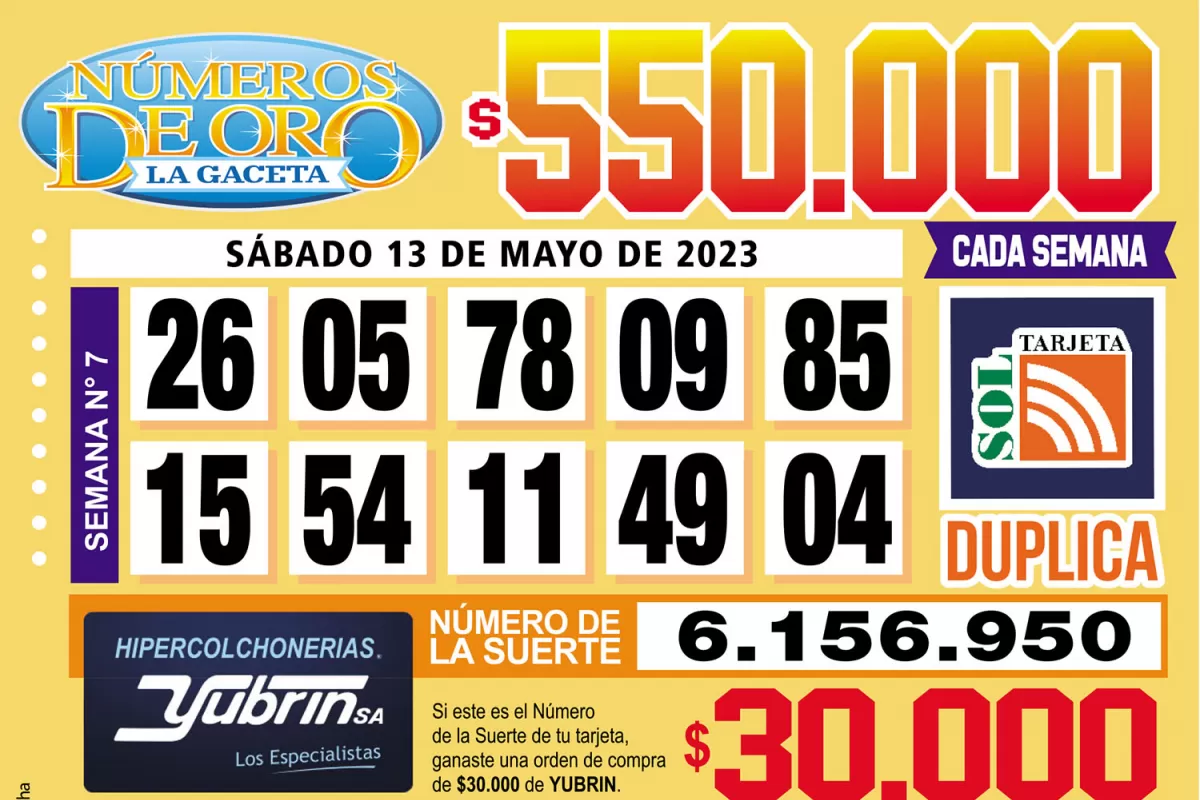 Los Números de Oro de LA GACETA del 13 de mayo de 2023