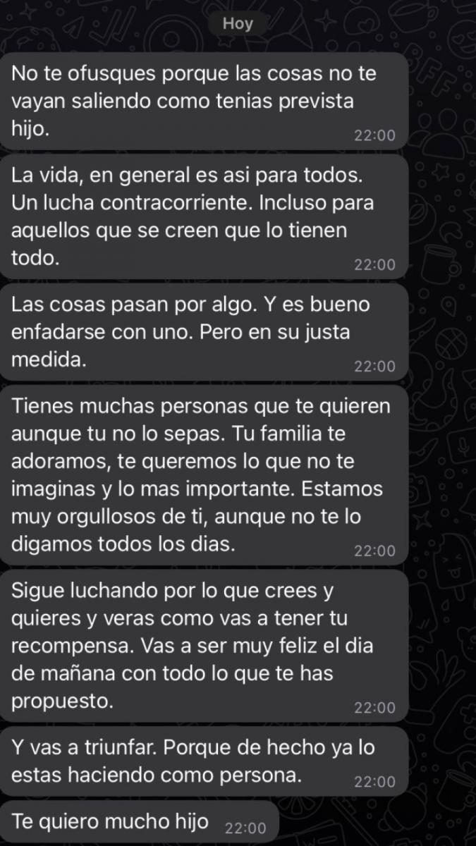 El mensaje que recibió el joven por parte de su padre.