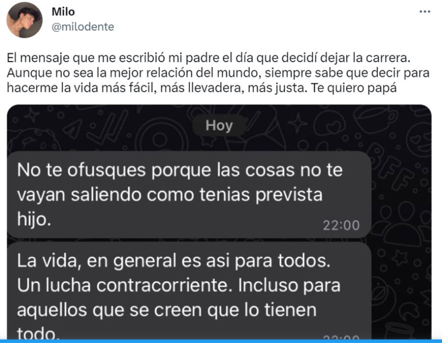 La publicación del joven que emocionó a todos en Twitter.