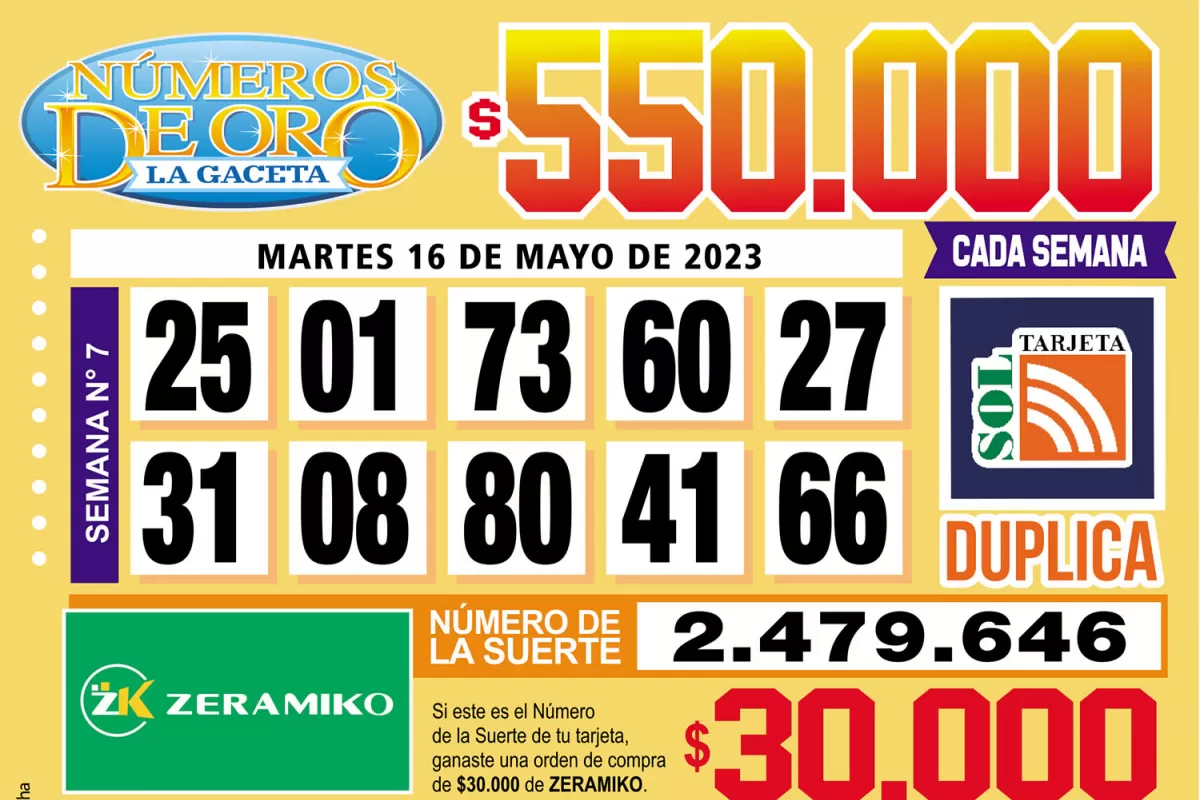 Los Números de Oro de LA GACETA del 16 de mayo de 2023