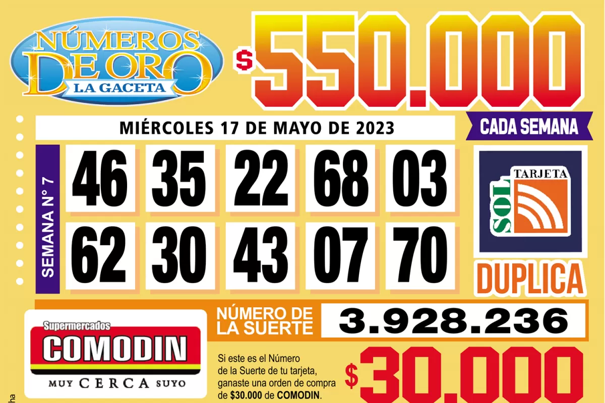 Los Números de Oro de LA GACETA del 17 de mayo de 2023