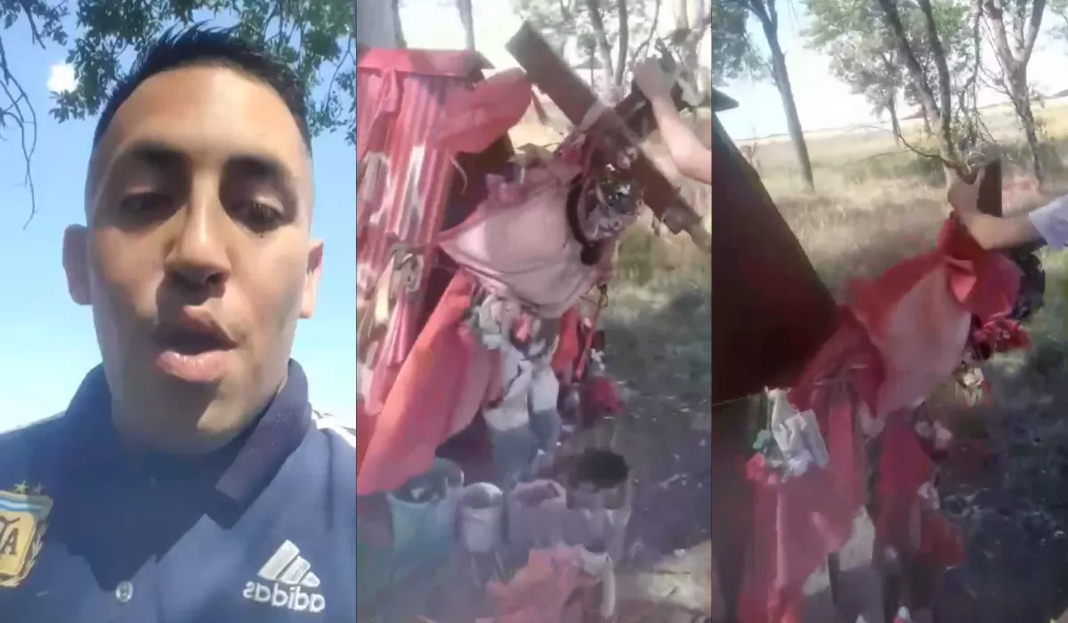 Un pastor destruyó un altar del Gauchito Gil: “Vamos a derribar en el nombre de Jesús”