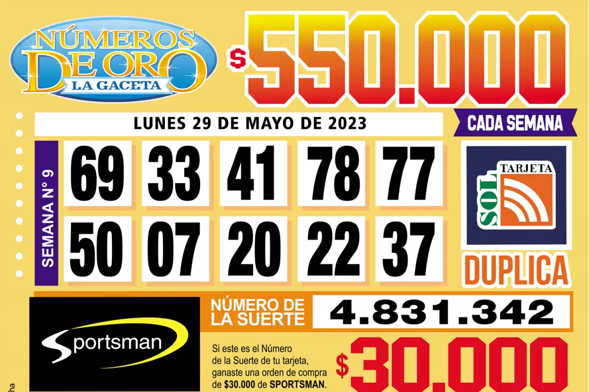 Los Números de Oro de LA GACETA del 29 de mayo de 2023