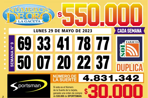 Los Números de Oro de LA GACETA del 29 de mayo de 2023