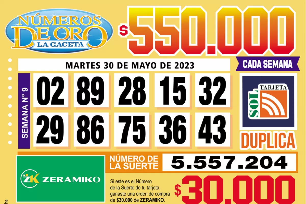 Los Números de Oro de LA GACETA del 30 de mayo de 2023