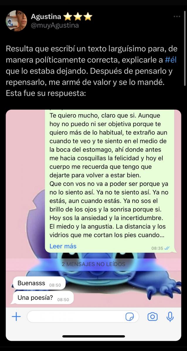 El chat entre la chica y el chico.