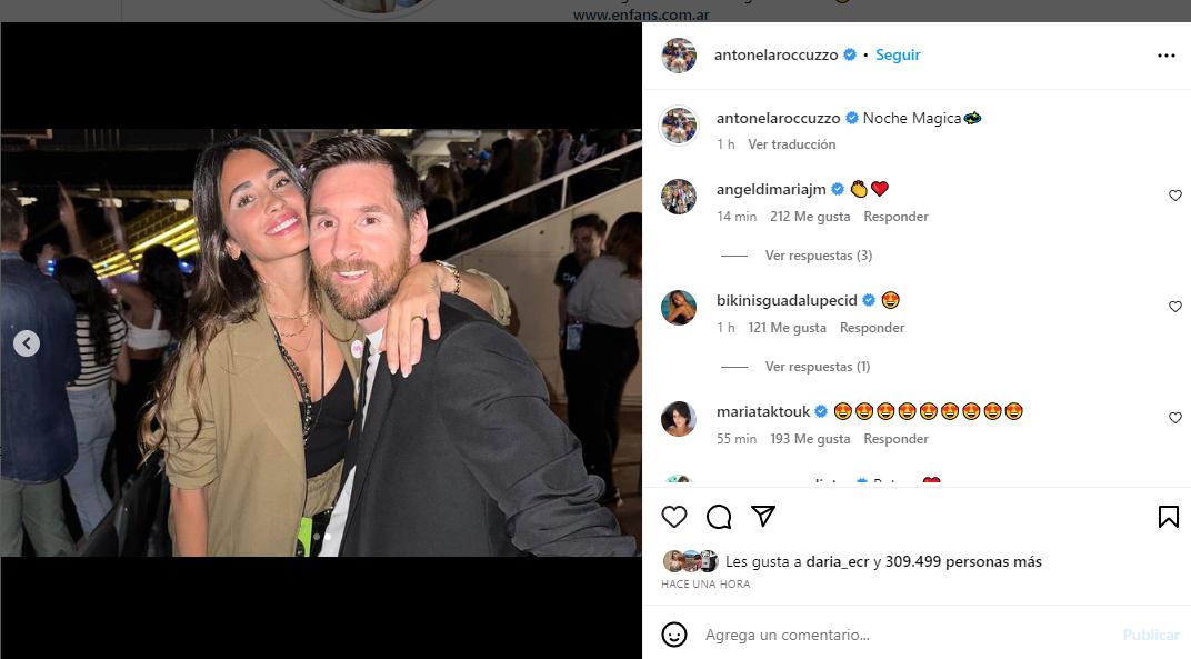 Lionel Messi y Antonela Roccuzzo en el recital de Coldplay en Barcelona