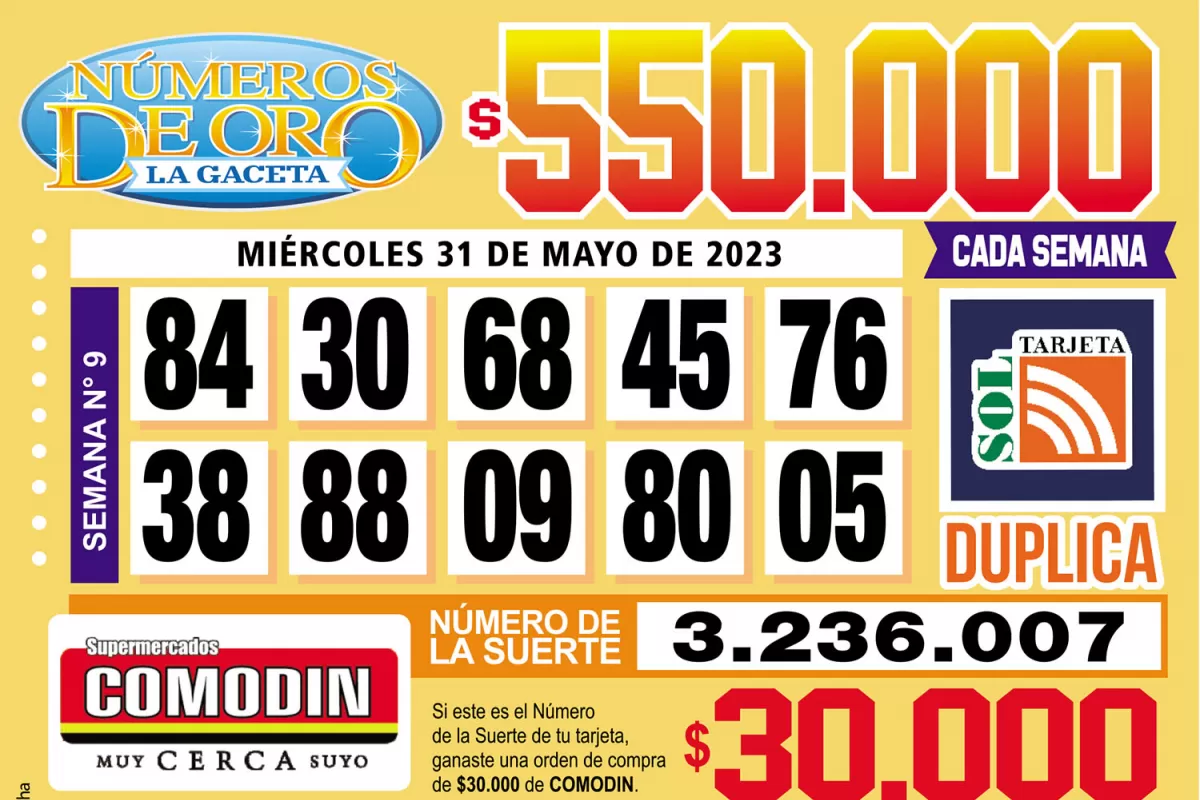 Los Números de Oro de LA GACETA del 31 de mayo de 2023