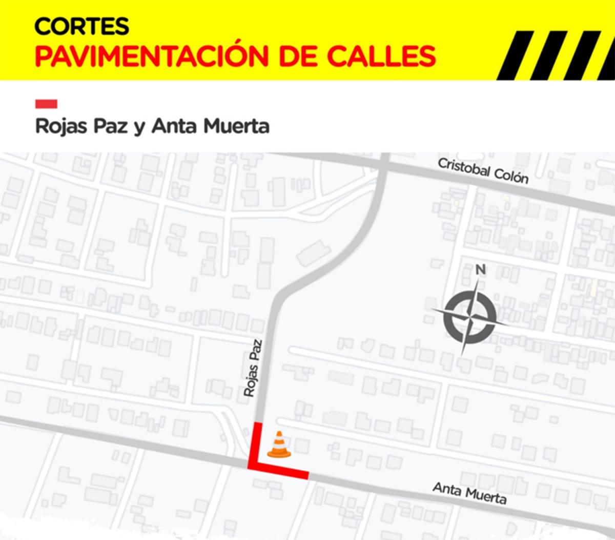 ATENCIÓN. Los trabajos de pavimentación mantienen interrumpido el paso por Anta Muerta y Rojas Paz. 