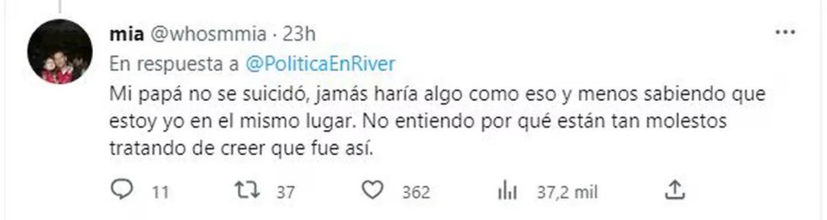 Tragedia en River: la hija del hincha fallecido dio su versión de los hechos: No se suicidió