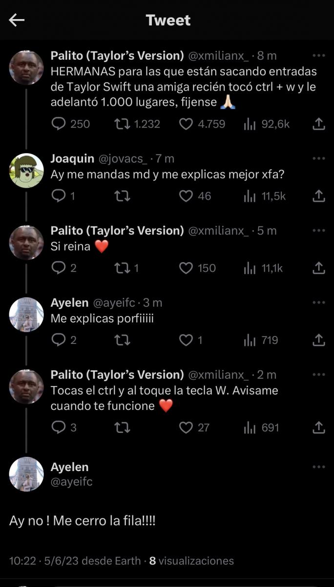 Palito, el engaño virtual en la venta de entradas para ver a Taylor Swift