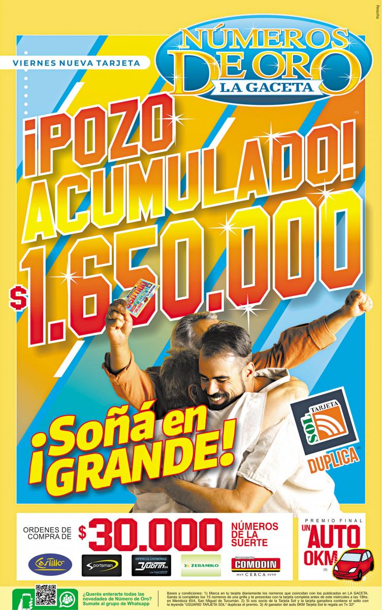 El pozo de los Números de Oro quedó vacante y acumula ¡$ 1.650.000!